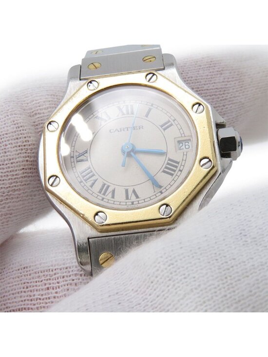 Cartier Santos Octagon SM Watch Ivory Dial Quartz Vintage main image 7
